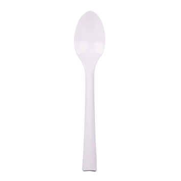 50 grandes cuillères "Picnik" blanches incassables en polypropylène - 18 cm