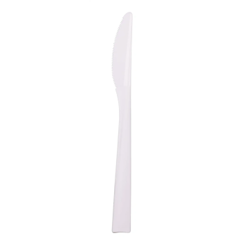 50 couteaux "Picnik" blancs incassables en polypropylène - 18 cm