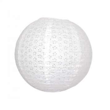 Lanterne Japonaise en Papier Blanche Effet Dentelle - 35 cm