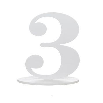 Chiffre 3 en Bois Blanc sur Socle