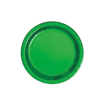 8 Petites Assiettes en Carton - Vert Métallisé