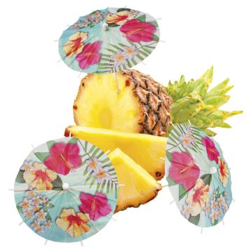 6 parapluies à cocktail "Hawaï Paradise"