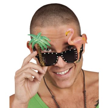 Lunettes exotiques Flamant rose et Palmier
