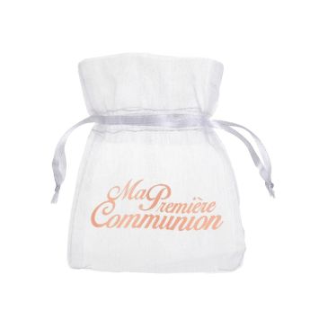 6 Pochons à Dragées Communion - Corail