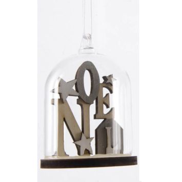 Socle avec Cloche en Verre à Suspendre - Noël - Gris