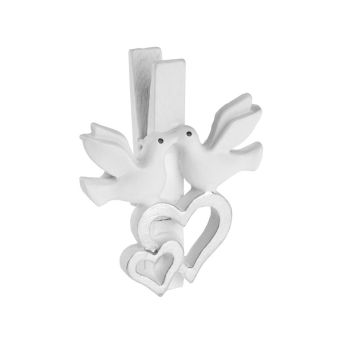 4 Pinces en Bois Colombes Blanches