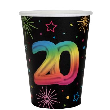 6 gobelets en carton pour anniversaire - 27 cl - Collection Festicolor - Âge au choix