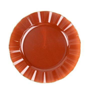 Assiettes réutilisables plastique couleur ambre et liseré doré 26 cm | jourdefete.com