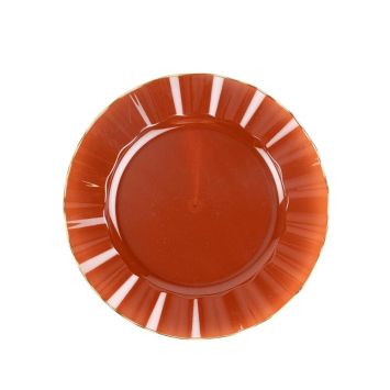 Assiettes réutilisables plastique ambre et doré 19 cm | jourdefete.com