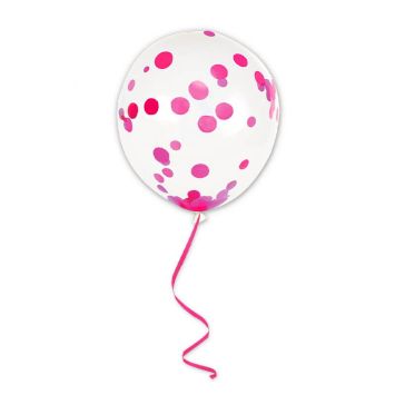 6 Ballons à Confettis avec Ruban - 45 cm - Couleur au Choix