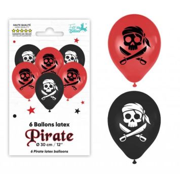 Un lot de 6 ballons pour un anniversaire pour enfant sur le thème des pirates | jourdefete.com
