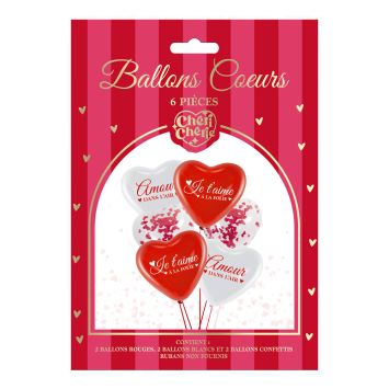 Un lot de 6 ballons en forme de cœur pour la Saint-Valentin | jourdefete.com