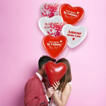6 ballons en latex en forme de cœur - 30 cm - Saint-Valentin - Collection Chéri Chérie