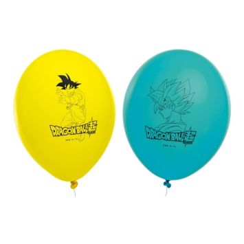 Ce lot de 6 ballons bleus et jaunes avec Son Gokû seront la déco qu’il vous faut pour la salle d’anniversaire "Dragon Ball ®" de votre enfant | jourdefete.com