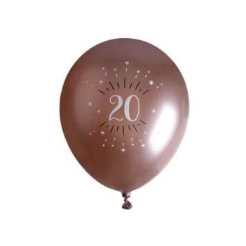 6 Ballons Métalliques - Joyeux Anniversaire Etincelant - Rose Gold - Age au Choix