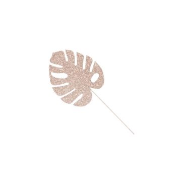 6 Feuilles Monstera pailletee sur tige rose gold ou or | jourdefete.com