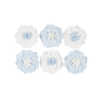 6 fleurs adhésives en papier - 5 cm - Couleur au choix