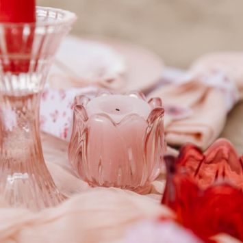 Bougeoir fleur en verre - 7 x 6,7 cm - Modèle au choix