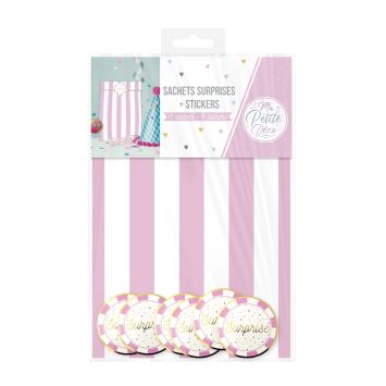 6 sachets à surprise avec stickers - Couleur au choix