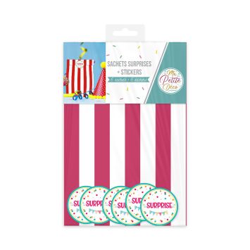 6 sachets à surprise avec stickers - Couleur au choix