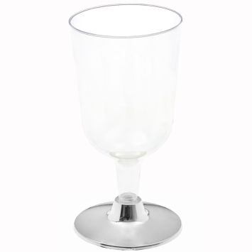 6 verres à pied brillants en polystyrène - 207 ml - Couleur au choix