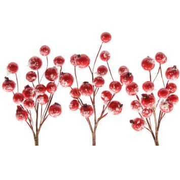 3 Baies Rouges avec Neige Pailletée