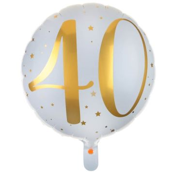 Ballon Anniversaire - Blanc et Or - 40 ans | jourdefete.com