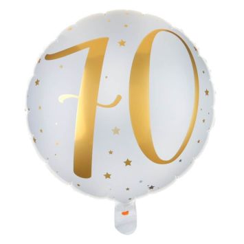 Ballon Anniversaire - Blanc et Or - 70 ans | jourdefete.com