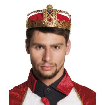 Couronne de Roi Dorée et Rouge