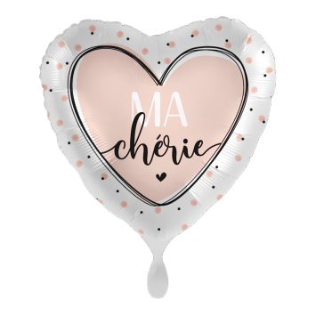 Ballon en aluminium "Chéri" en forme de cœur pour la Saint-Valentin - Diamètre 46 cm - Modèle au choix