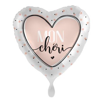 Ballon en aluminium "Chéri" en forme de cœur pour la Saint-Valentin - Diamètre 46 cm - Modèle au choix