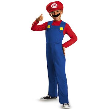 Tenue de Mario pour enfant avec combinaison, moustache et casquette emblématique | jourdefete.com