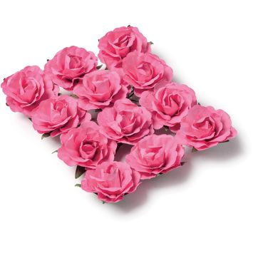 12 Roses Fuchsias sur Tige