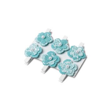 6 Pinces fleurs Gypsy en lin - Emeraude