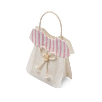 4 Contenants à dragées en lin - layette rose