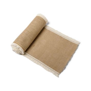 Chemin de table Boho jute et franges