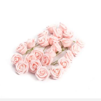Sachet de 24 Roses sur tige - Rose Pastel