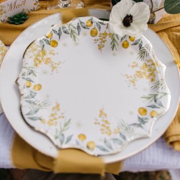 8 Assiettes en carton - Collection Mimosa
