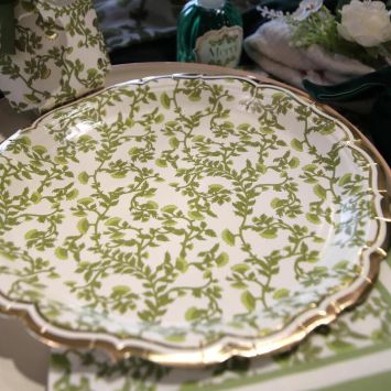 8 assiettes en carton - Diamètre 23 cm - Collection Botanica Verde