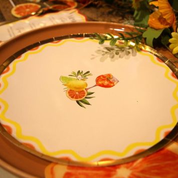 8 assiettes en carton - Diamètre 23 cm - Collection Fizz Agrume