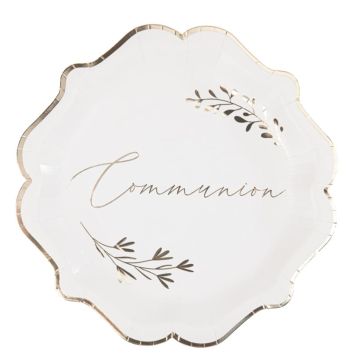 Disposez ces assiettes de communion avec la collection Communion Blanc et Or | jourdefete.com