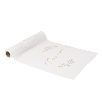 Un joli chemin de table blanc et or à dérouler sur la table de communion de votre enfant | jourdefete.com