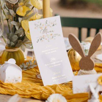 10 menus en papier FSC® - 10 x 20 cm - Collection Daisy