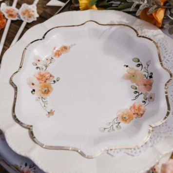 8 assiettes en carton FSC® - Diamètre 23 cm - Collection Peachy