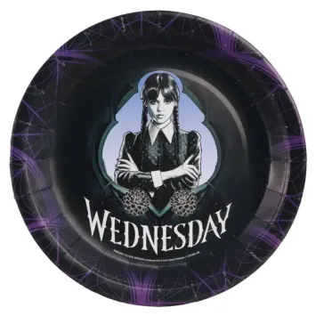 Des assiettes rondes idéale pour la table d'Halloween ou d'anniversaire sur le thème de Mercredi | jourdefete.com