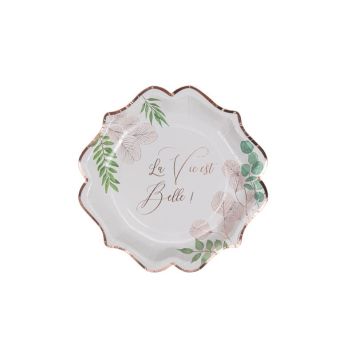 8 assiettes la vie est belle collection botanique rose gold | jourdefete.com