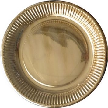 Un lot de 8 assiettes luxueuses en carton d'un diamètre de 18 cm dorées | jourdefete.com