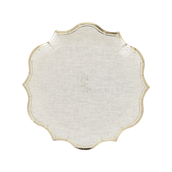 Assiettes Communion effet lin et or Ø23 cm | jourdefete.com