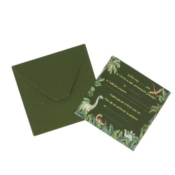 6 cartes d'invitation en carton avec enveloppes - 10 x 10 cm - Collection Dinosaures