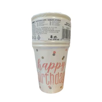 8 gobelets en carton recyclable rose gold